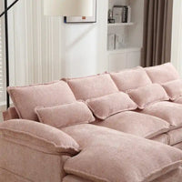 Canapé Sectionnel Canapé Nuage pour Salon, Canapé Moderne Forme U en Chenille/Bouclette, Canapé-Lit Modulable Confortable avec Double Méridienne