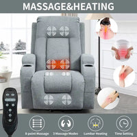 Fauteuil inclinable releveur électrique Lazy Boy, fauteuil de massage moderne à moteur unique avec chauffage lombaire, port de chargement USB, porte-gobelets