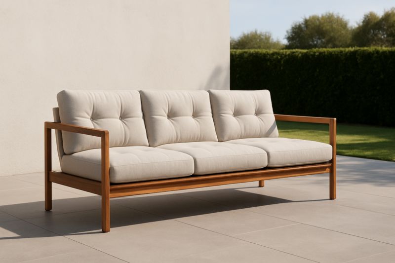 Canapé - Beige/Bois Naturel