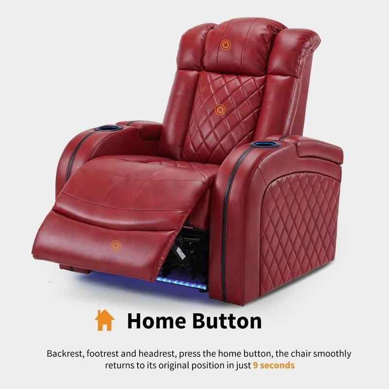 MCombo Fauteuil inclinable électrique avec appui-tête réglable, siège de home cinéma double moteur avec port USB, cuir respirant HTS411