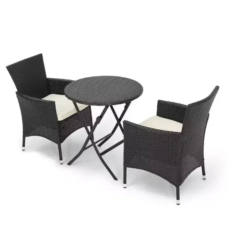 Malaga Ensemble bistro de patio 3 pièces en résine tressée tout temps - Marron - Christopher Knight Home : résistant aux intempéries, chaises rembourrées