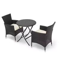 Malaga Ensemble bistro de patio 3 pièces en résine tressée tout temps - Marron - Christopher Knight Home : résistant aux intempéries, chaises rembourrées