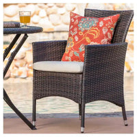 Malaga Ensemble bistro de patio 3 pièces en résine tressée tout temps - Marron - Christopher Knight Home : résistant aux intempéries, chaises rembourrées