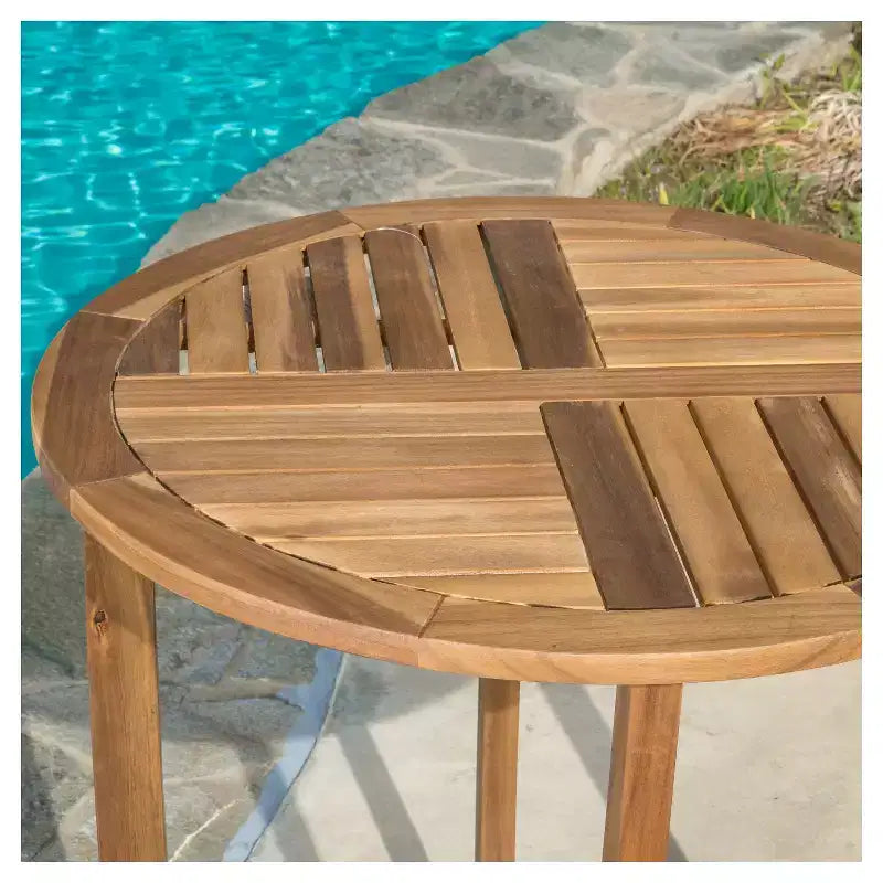 Ensemble de bistrot 3 pièces Coronado en bois d'acacia avec coussins - Finition Teck - Christopher Knight Home : Meubles de salle à manger d'extérieur avec cadre résistant aux intempéries