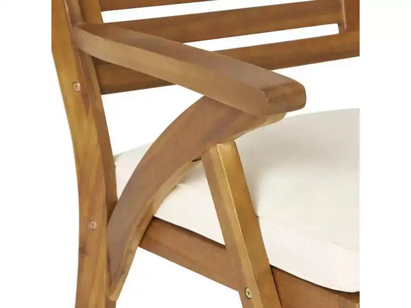 Ensemble de bistrot 3 pièces Coronado en bois d'acacia avec coussins - Finition Teck - Christopher Knight Home : Meubles de salle à manger d'extérieur avec cadre résistant aux intempéries