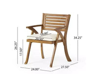Ensemble de bistrot 3 pièces Coronado en bois d'acacia avec coussins - Finition Teck - Christopher Knight Home : Meubles de salle à manger d'extérieur avec cadre résistant aux intempéries