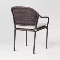 Ensemble bistrot de patio extérieur en acier 3 pièces résistant à la rouille avec coussins marron foncé - Room Essentials™ : Cadre en acier, table en verre trempé