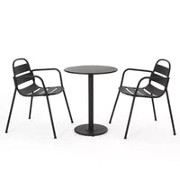 Ensemble de bistro 3 pièces Terra Nova Outdoor : Noir mat, cadre en fer courbé, table ronde - Christopher Knight Home