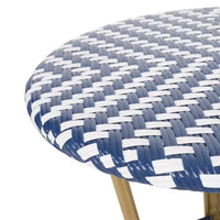 Christopher Knight Home Picardy Ensemble café français d'extérieur 3 pièces en aluminium - Bleu marine/Blanc/Bambou