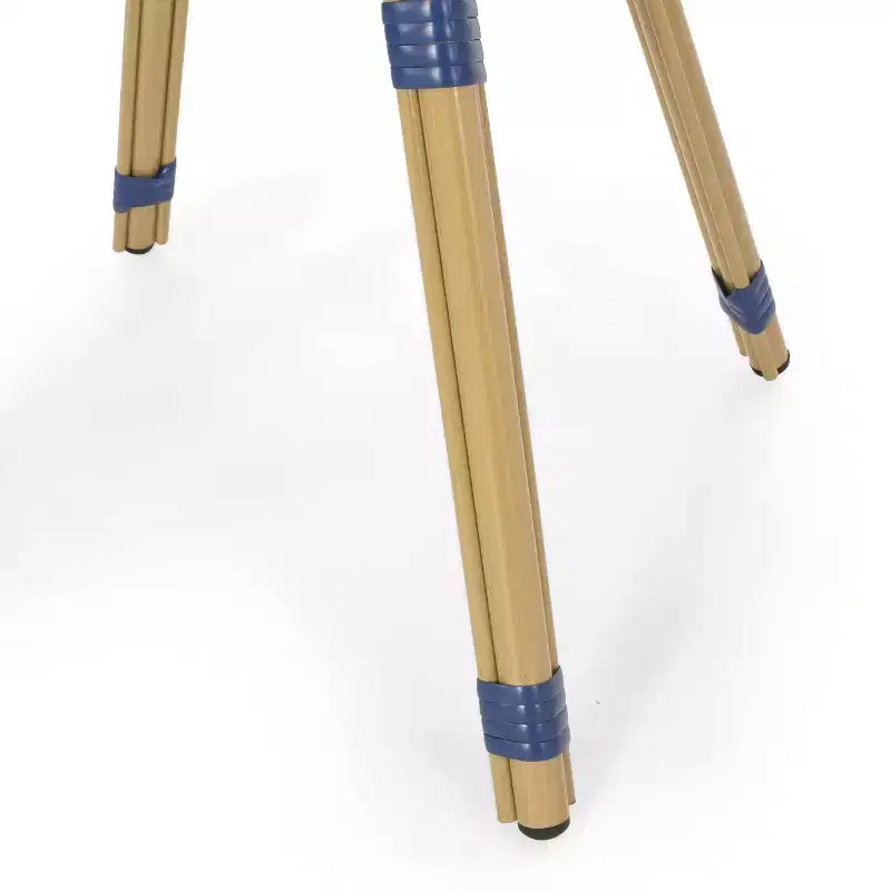Christopher Knight Home Picardy Ensemble café français d'extérieur 3 pièces en aluminium - Bleu marine/Blanc/Bambou