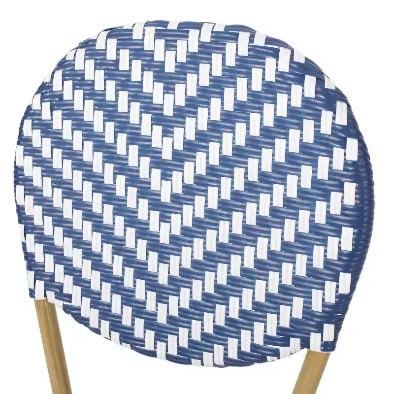 Christopher Knight Home Picardy Ensemble bistrot de jardin 3 pièces en aluminium - Bleu marine/blanc/bambou