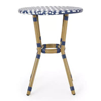 Christopher Knight Home Picardy Ensemble café français d'extérieur 3 pièces en aluminium - Bleu marine/Blanc/Bambou