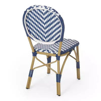 Christopher Knight Home Picardy Ensemble café français d'extérieur 3 pièces en aluminium - Bleu marine/Blanc/Bambou