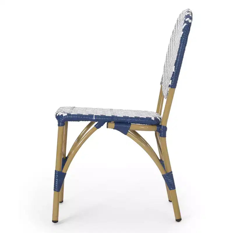 Christopher Knight Home Picardy Ensemble bistrot de jardin 3 pièces en aluminium - Bleu marine/blanc/bambou
