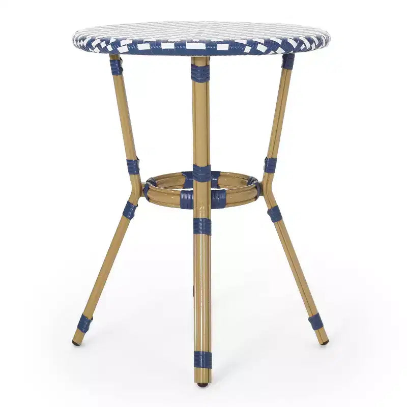 Christopher Knight Home Picardy Ensemble bistrot de jardin 3 pièces en aluminium - Bleu marine/blanc/bambou