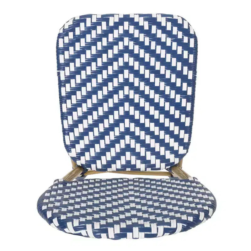 Christopher Knight Home Picardy Ensemble café français d'extérieur 3 pièces en aluminium - Bleu marine/Blanc/Bambou