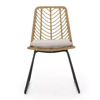 Berrien Lot de 2 Chaises d'extérieur en Osier avec Coussin - Marron Clair/Beige/Noir - Christopher Knight Home