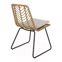 Berrien Lot de 2 Chaises d'extérieur en Osier avec Coussin - Marron Clair/Beige/Noir - Christopher Knight Home