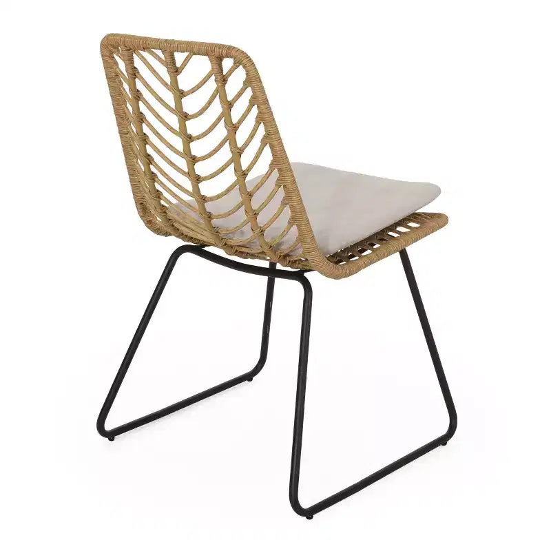 Berrien Lot de 2 Chaises d'extérieur en Osier avec Coussin - Marron Clair/Beige/Noir - Christopher Knight Home