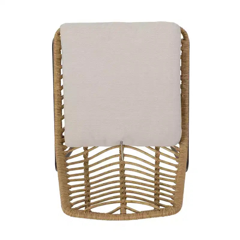 Berrien Lot de 2 Chaises d'extérieur en Osier avec Coussin - Marron Clair/Beige/Noir - Christopher Knight Home