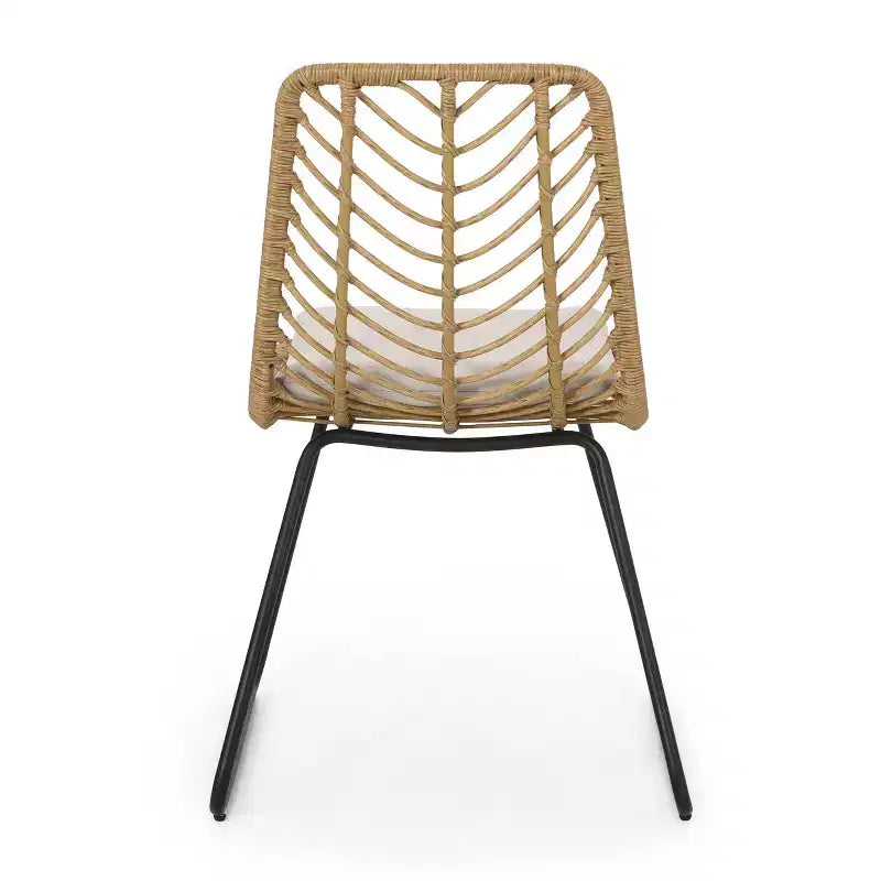 Berrien Lot de 2 Chaises d'extérieur en Osier avec Coussin - Marron Clair/Beige/Noir - Christopher Knight Home