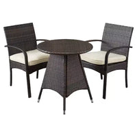 Peterson Ensemble bistro de patio 3 pièces en résine tressée avec coussins : résistant aux intempéries, cadre en fer - Christopher Knight Home
