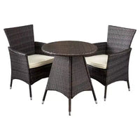 Melissa Ensemble bistro de patio 3 pièces en résine tressée avec coussins : cadre en métal, résistant aux intempéries - Christopher Knight Home