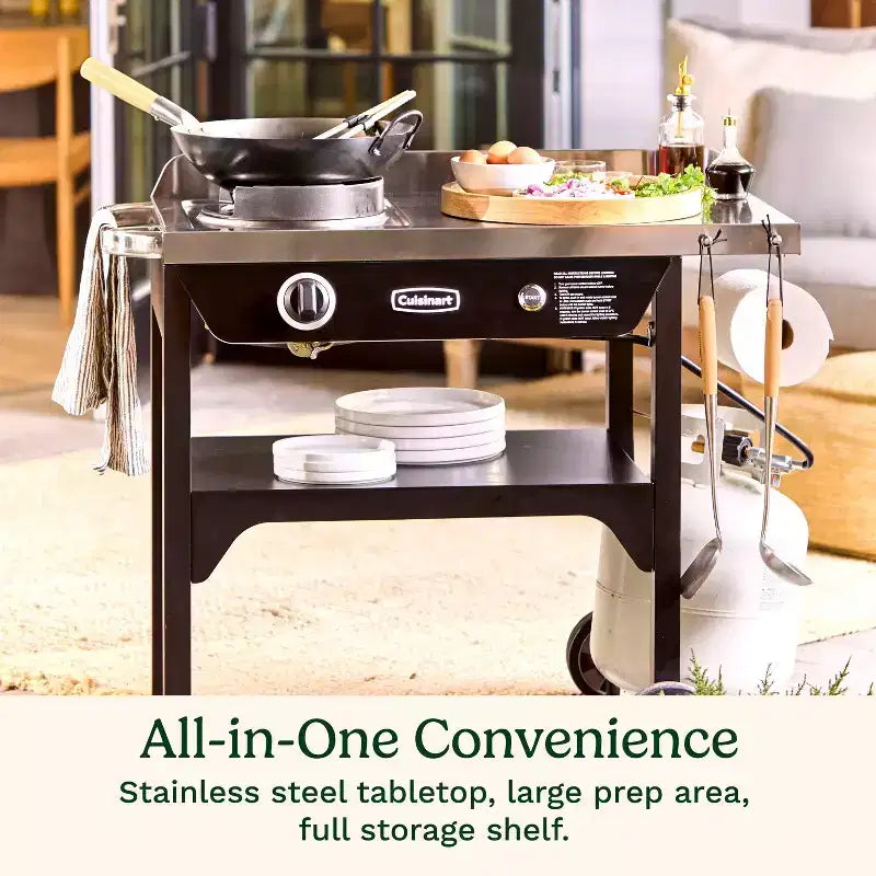 Station de cuisson wok d'extérieur Cuisinart, 50 000 BTU, Gril à gaz CGG-1265 Noir