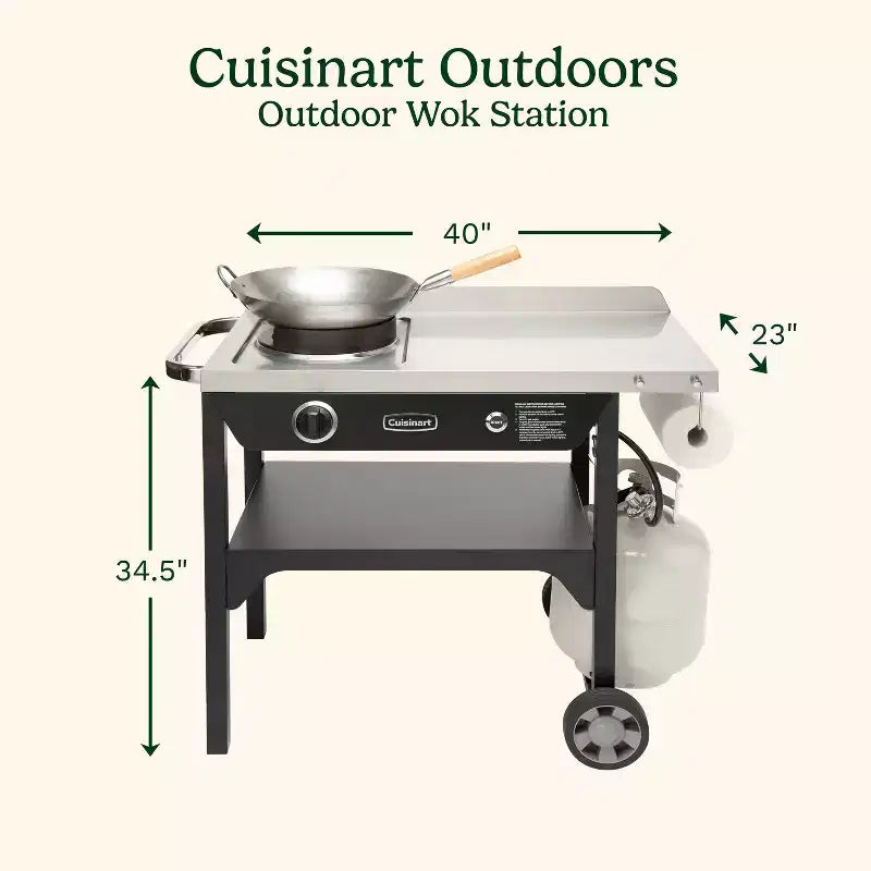 Station de cuisson wok d'extérieur Cuisinart, 50 000 BTU, Gril à gaz CGG-1265 Noir