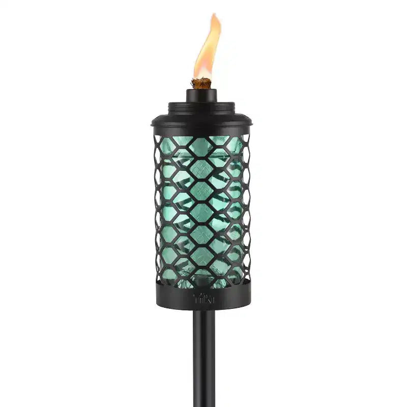 Torche d'extérieur en verre Tiki Honeycomb Stepnstall bleue