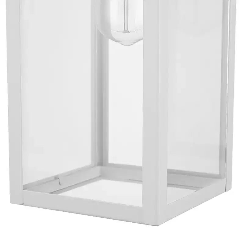 Applique murale Bowery 1 lumière 40,6 cm en métal, intérieur/extérieur, avec abat-jour en verre transparent, blanc mat, par Globe Electric