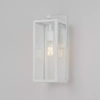 Applique murale Bowery 1 lumière 40,6 cm en métal, intérieur/extérieur, avec abat-jour en verre transparent, blanc mat, par Globe Electric