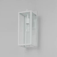 Applique murale Bowery 1 lumière 40,6 cm en métal, intérieur/extérieur, avec abat-jour en verre transparent, blanc mat, par Globe Electric