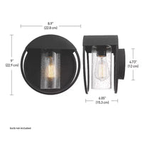 Globe Electric Neruda Applique murale interieur/extérieur 1 lumière 9'' en metal avec abat-jour en verre granite, noir mat