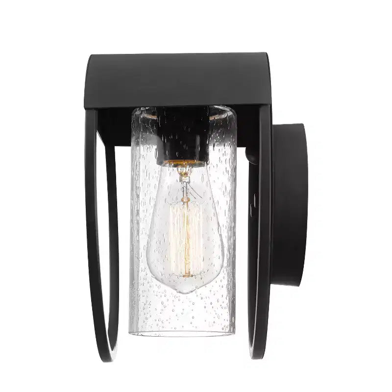 Globe Electric Neruda Applique murale interieur/extérieur 1 lumière 9'' en metal avec abat-jour en verre granite, noir mat