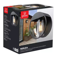 Globe Electric Neruda Applique murale interieur/extérieur 1 lumière 9'' en metal avec abat-jour en verre granite, noir mat