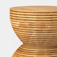 Table d'appoint de patio cylindrique bombée en bois d'hévéa marron - Threshold™