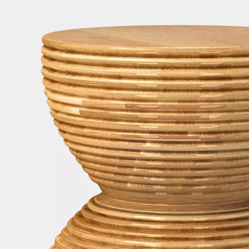 Table d'appoint de patio cylindrique bombée en bois d'hévéa marron - Threshold™