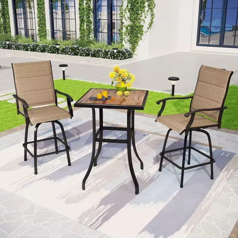 Ensemble table et 2 tabourets de bar pivotants d'extérieur Captiva Designs : Ensemble bistro de terrasse, résistant à la rouille