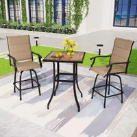 Ensemble table et 2 tabourets de bar pivotants d'extérieur Captiva Designs : Ensemble bistro de terrasse, résistant à la rouille