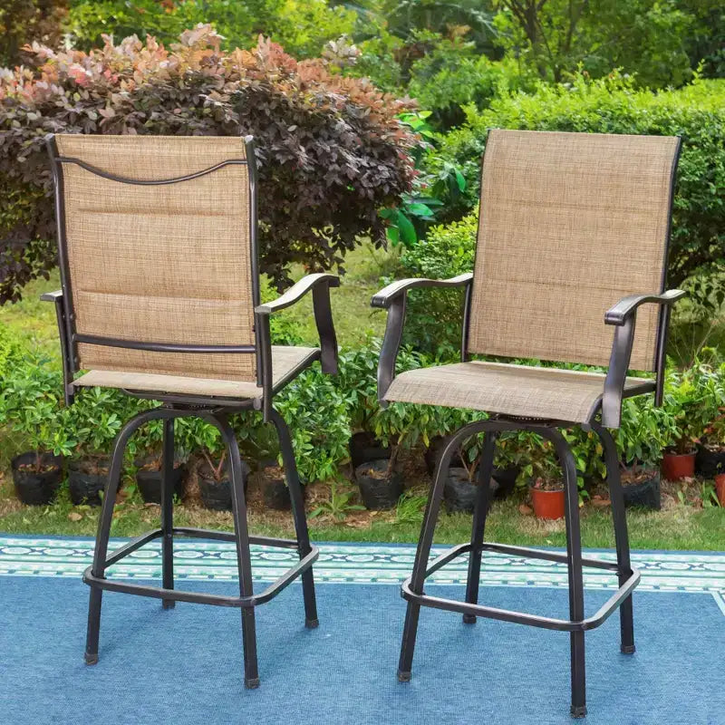Ensemble table et 2 tabourets de bar pivotants d'extérieur Captiva Designs : Ensemble bistro de terrasse, résistant à la rouille
