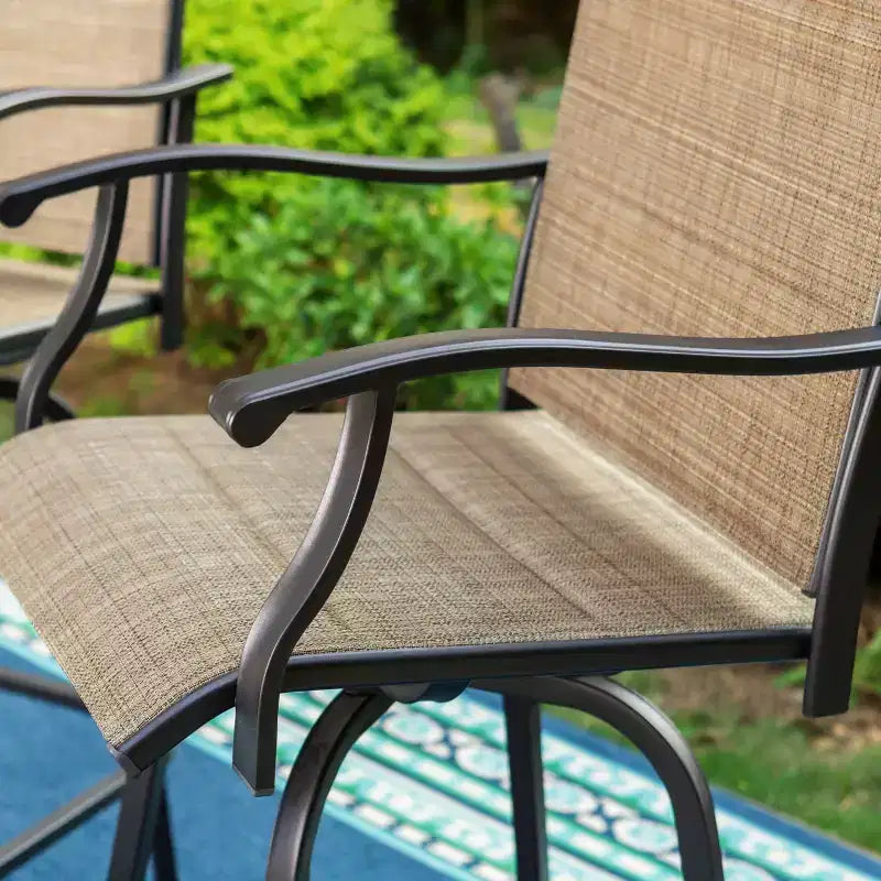Ensemble table et 2 tabourets de bar pivotants d'extérieur Captiva Designs : Ensemble bistro de terrasse, résistant à la rouille