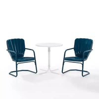 Ensemble bistrot extérieur Ridgeland 3 pièces avec table et 2 chaises – Bleu marine brillant – Crosley