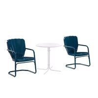 Ensemble bistrot extérieur Ridgeland 3 pièces avec table et 2 chaises – Bleu marine brillant – Crosley