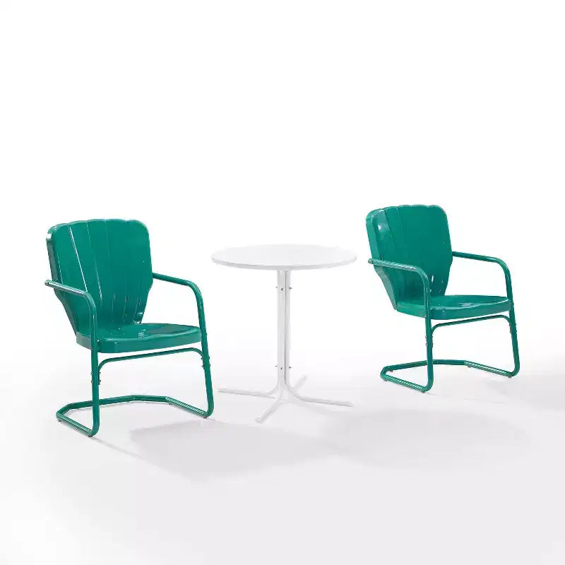 Ensemble bistro d'extérieur 3 pièces Ridgeland avec table et 2 chaises - Turquoise brillant - Crosley