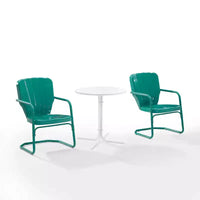 Ensemble bistro d'extérieur 3 pièces Ridgeland avec table et 2 chaises - Turquoise brillant - Crosley
