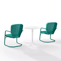 Ensemble bistro d'extérieur 3 pièces Ridgeland avec table et 2 chaises - Turquoise brillant - Crosley