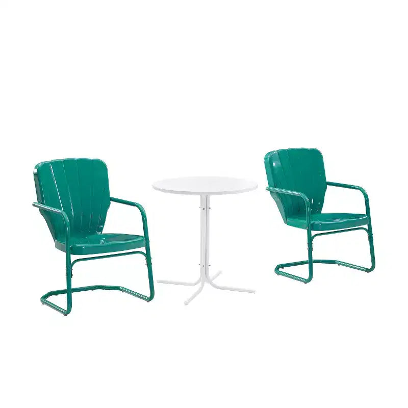Ensemble bistro d'extérieur 3 pièces Ridgeland avec table et 2 chaises - Turquoise brillant - Crosley
