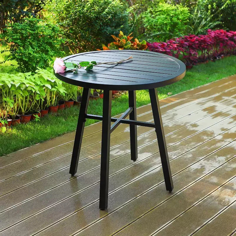 Ensemble 3 pièces table et chaises en métal - Noir - Captiva Designs : ensemble bistro en acier thermolaqué, résistant aux intempéries
