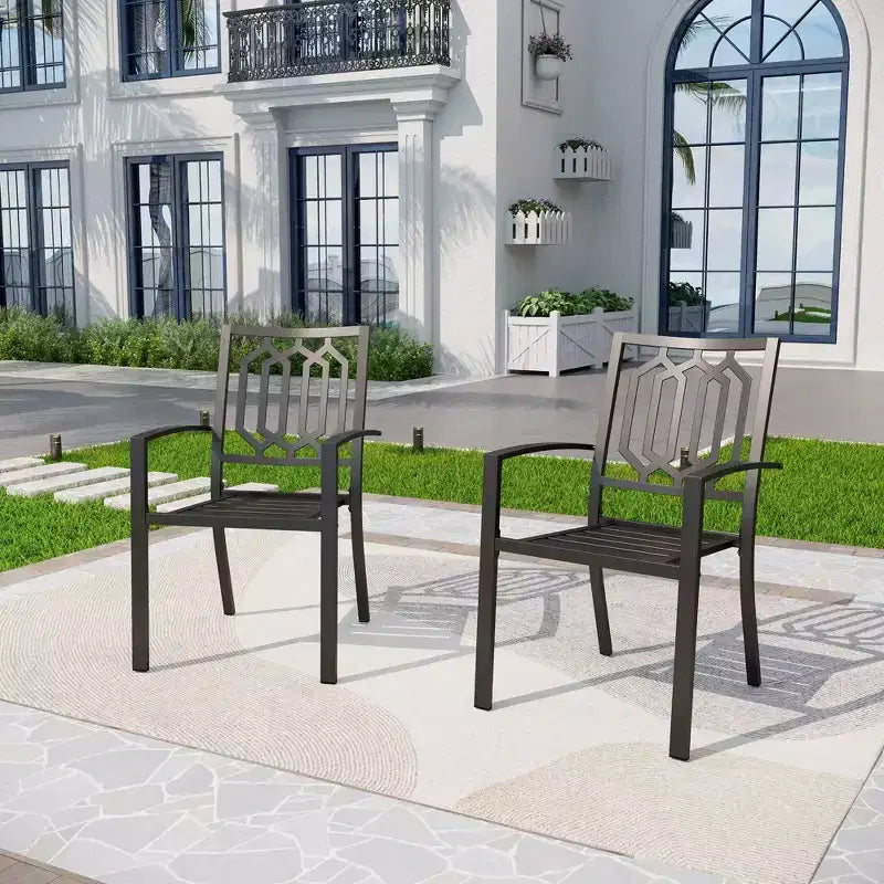 Ensemble 3 pièces table et chaises en métal - Noir - Captiva Designs : ensemble bistro en acier thermolaqué, résistant aux intempéries